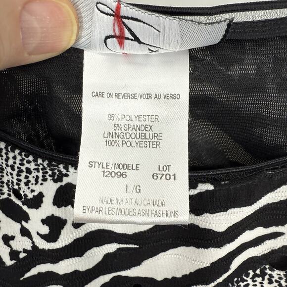 Libra Sleeveless Top Size Large Textured Knit Black Animal Pattern Round neck - Picture 5 of 9